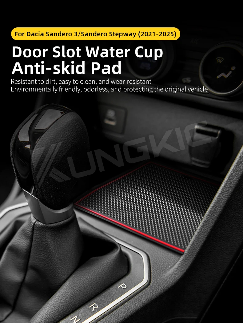 Für Dacia Sandero 3/Sandero Stepway III 2021 2022 2023 2024 2025 2026 Autotür-Nutmatte Rutschfeste Türschlitz-Auflage Zubehör – Detail 1