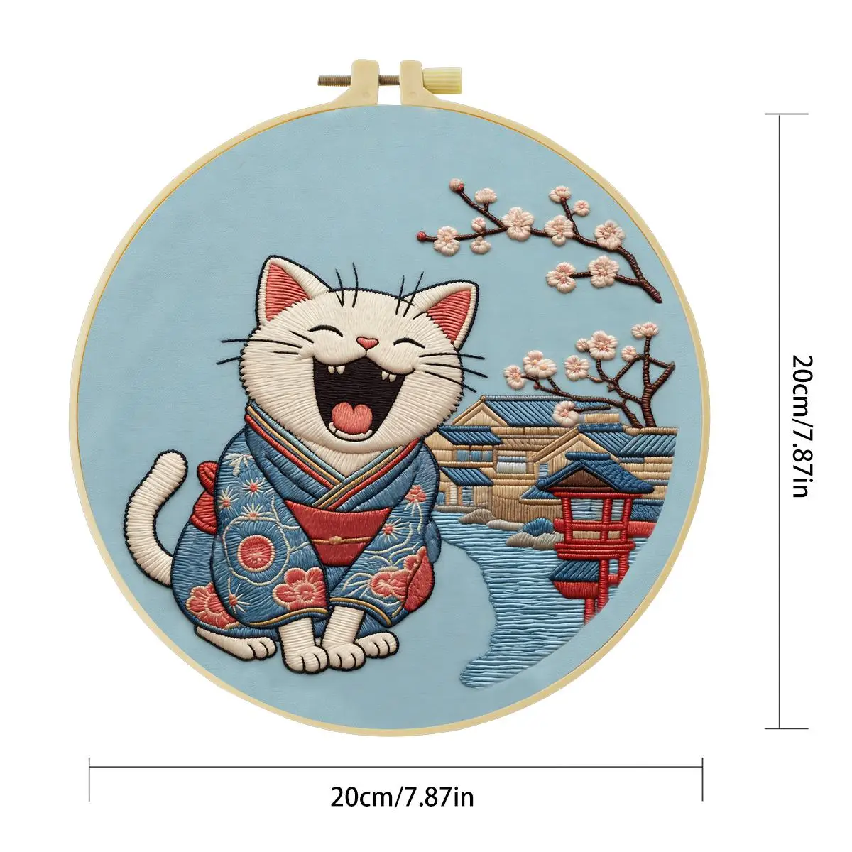 1 Stück 20X20CM/15X15CM 7,87/6,3 Zoll Japanisches Katzen-Stickerei-Starter-Kit DIY-Kit DIY-Stickerei-Set Handarbeiten – Detail 4