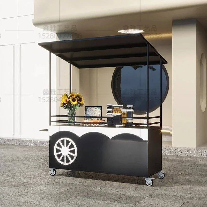 European mobile wrought iron flower car night market stall market stall  square stall Internet celebrity cart
