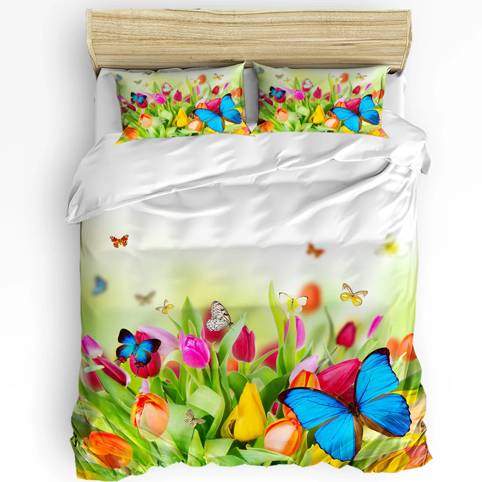 

3pcs Bedding Set Tulips Red Flower Home Textile Duvet Cover Pillow Case Boy Kid Teen Girl Bedding Covers Set