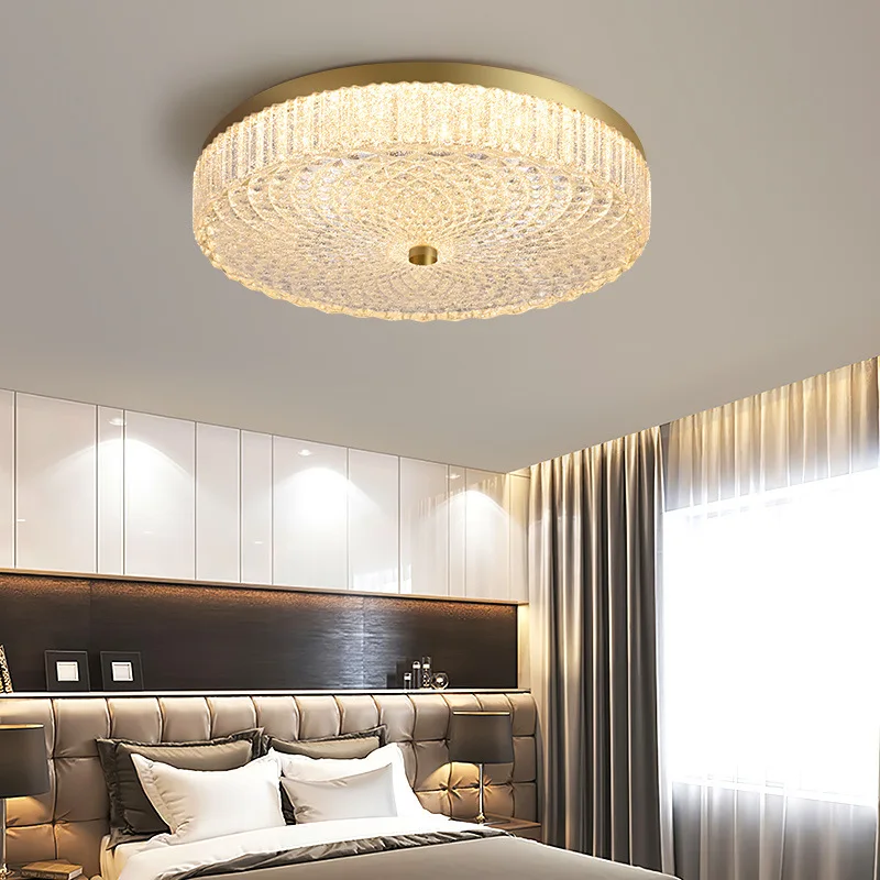 Plafonnier LED en cristal pour salon et chambre à coucher, lustre doré, éclairage intérieur domestique, moderne et luxueux