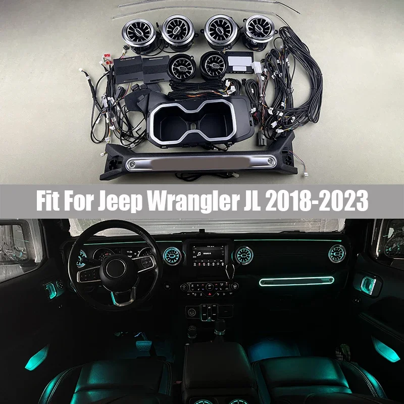 

Turbine Outlet LED Front and Rear Air Vents Center Console Ambient Light Suitable for Jeep Wrangler JL 2018-2023 Atmosphere Lamp