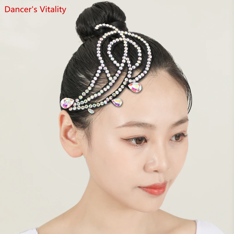 Latin Dance Accessories Headdress Flower Dance Performance Jewelry Customization Diamond Flower Dress Competition Accessory