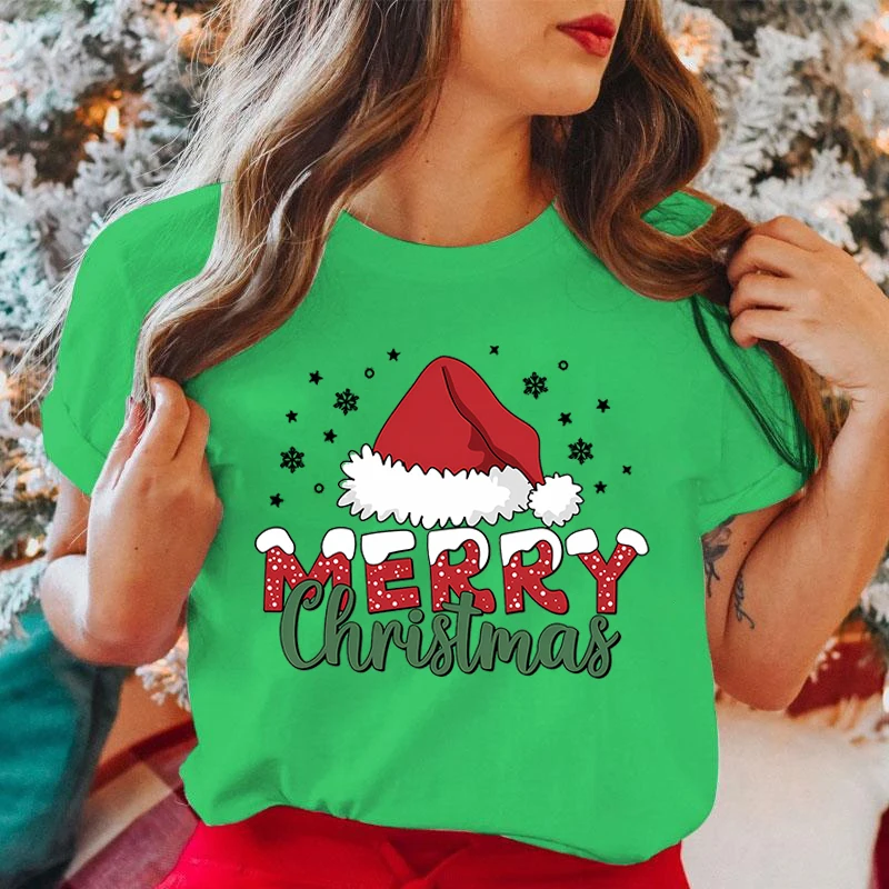 

Funny Merry Christmas Print T-Shirt Summer Casual Graphic T Shirt Women Men Short Sleeve Christmas T Shirts Round Neck Shirts