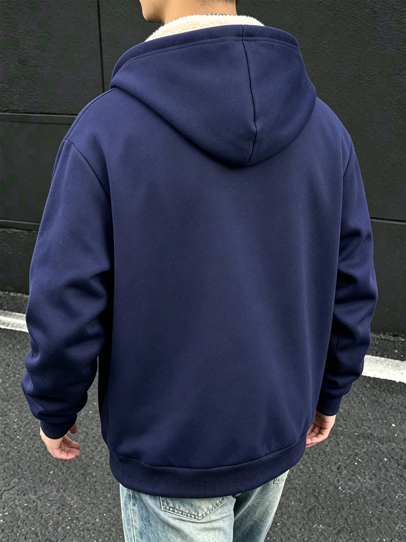 Men's Drawstring Hooded Jacket Winter Thick Lined Full Zip Hoodie Coat Kangaroo Pockets Warm Casual Outdoor Daily Wear