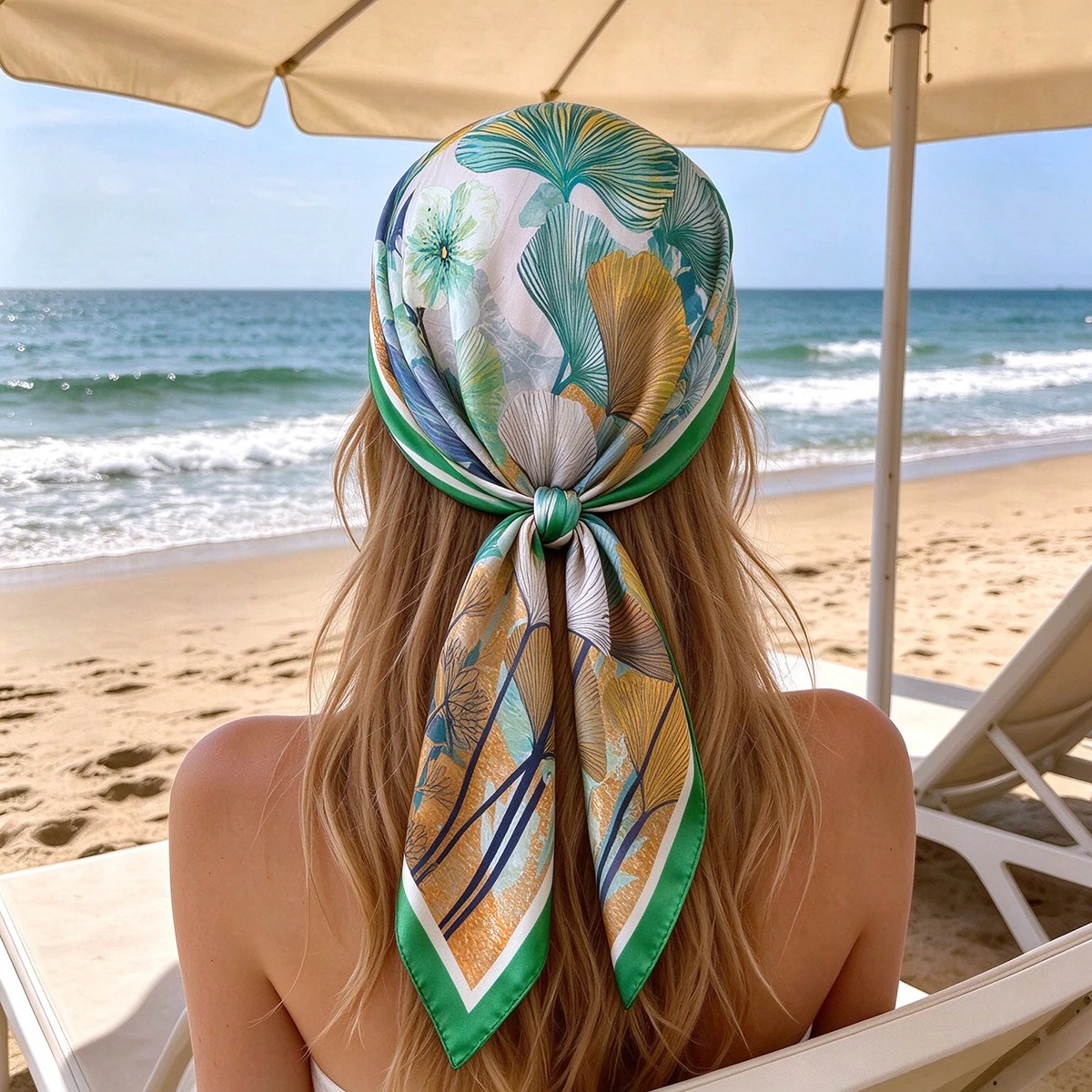 Women Fashion Square Scarf Imitation Silk Print Neckerchief Bandana Foulard Lady Shawl Scarves Wrap Head Hair Band Ties