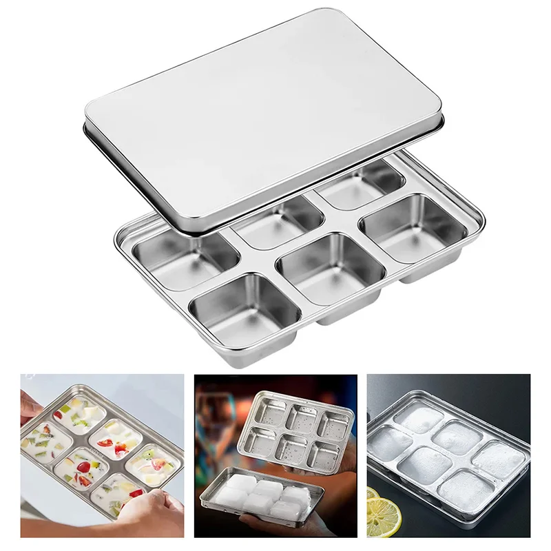 

Ice Cube Mold Coffee Freezer Tray Cubes Stainless Steel Wear-resistant Non-stick Whiskey Making Sphere Steel Lid Box