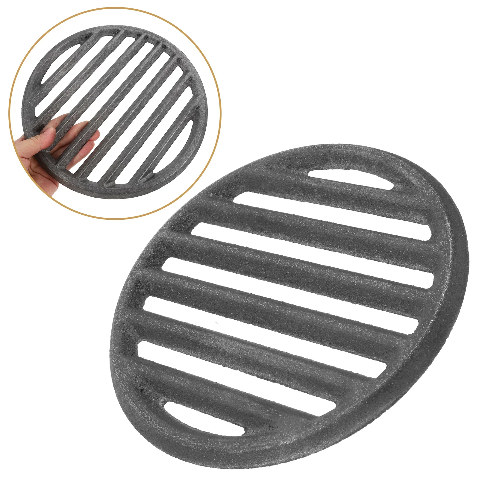 

Cast Iron Stove BBQ Grill Racks Durable Heat Distribution Versatile Large Bars Grilling Mesh Round Fire Outdoor Cooking Utensils