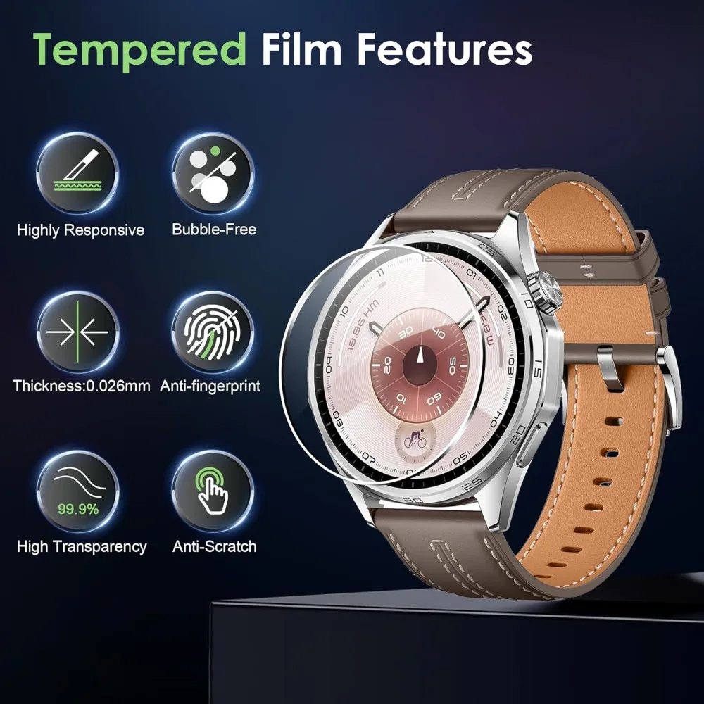 화웨이 워치 GT 6 5 4 3 2용 강화유리 5-1개, 스크린 보호필름 41mm 46mm 케이스 친화적 유리 보호필름 GT6 프로용