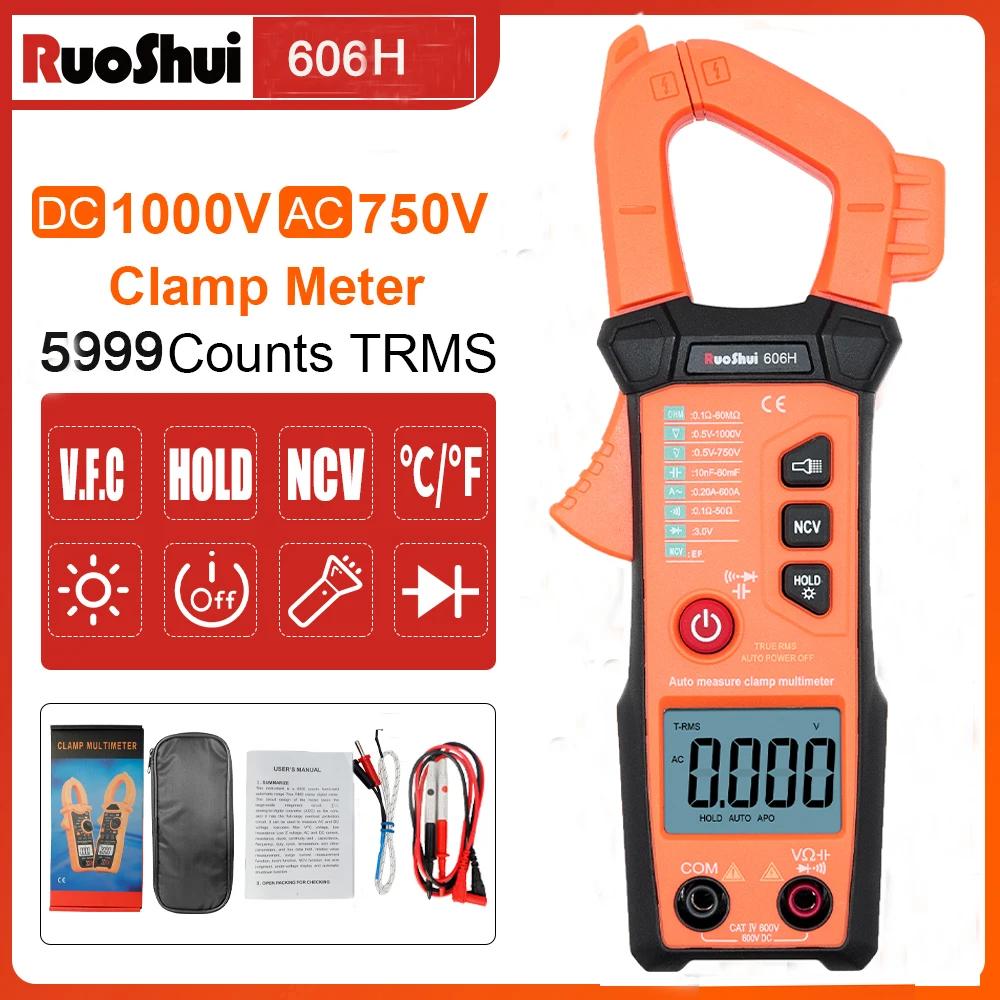 

VICTOR Digital AC Clamp Meter Multimeter 6000 Counts 1000V AC/DC Current Amp Meter Volt Tester 60MΩ Electric Multimetro Tester