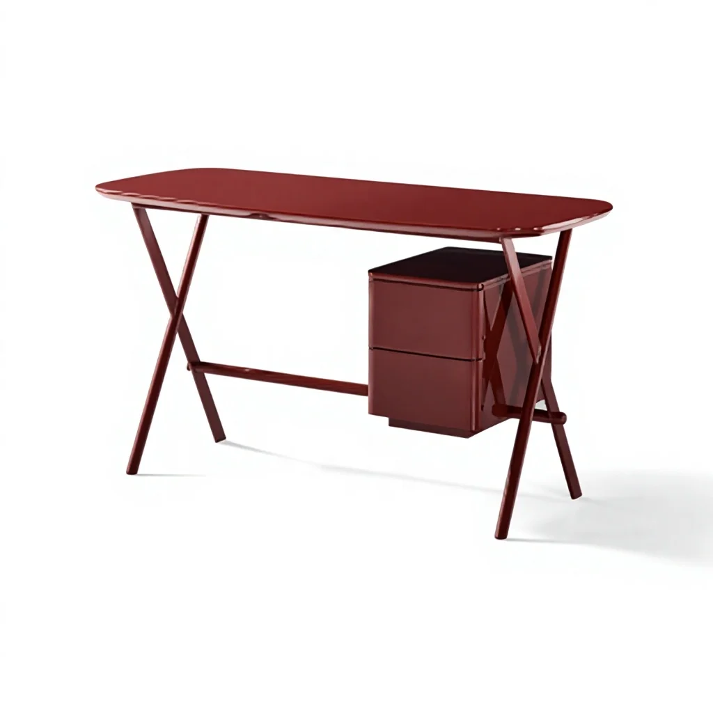 #Modern Outdoor Red Lacquered High-density Wood Board with Carbon Steel Legs