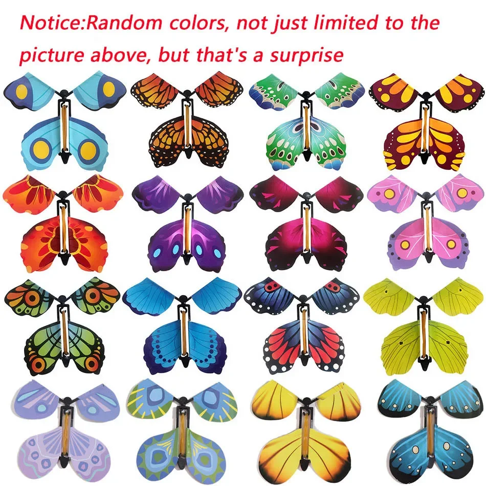 5/10PCS Random Flying Butterfly Christmas Wind Up Toy Bookmark Internet Celebrity Colorful Butterfly Simulation Party Gift