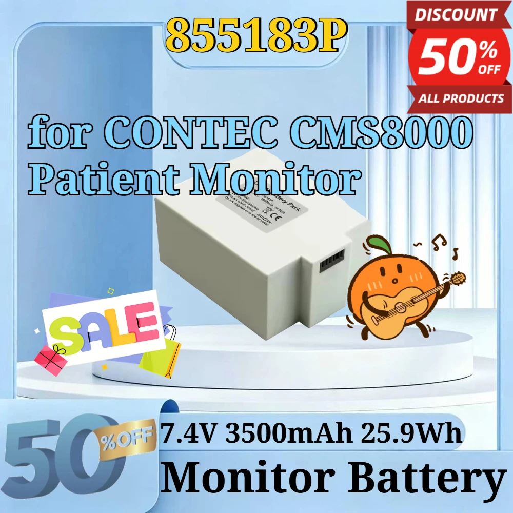 855183P 7.4V 3500mAh 25.9Wh High Capacity Rechargeable Replacement Li-ion Battery Pack for CONTEC CMS8000 Patient Monitor