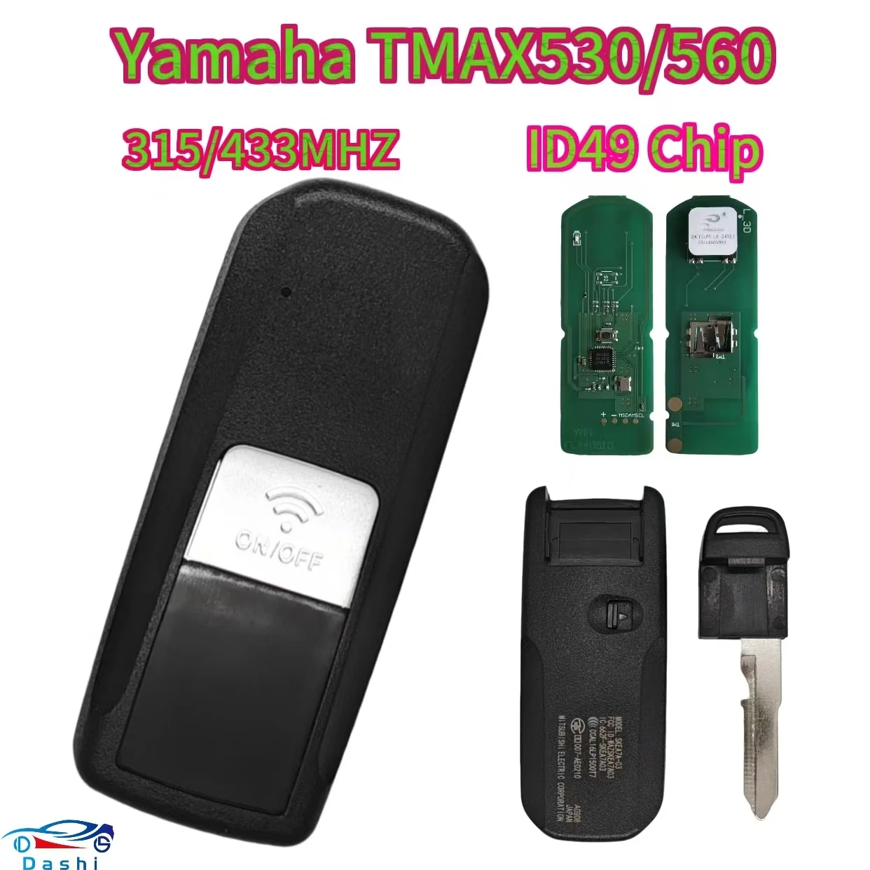 dashi Motorcycle Remote key For YAMAHA car key T-MAX 530/560 TMAX530 TMAX560 2016-2021 ID49 434/315MHz Smart Key