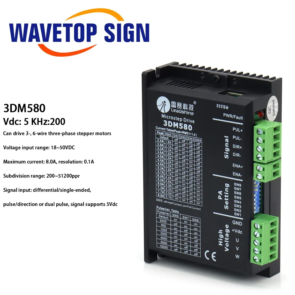 Leadshine 3 Phase Stepper Driver 3DM683 3DM580 with 57 Serial Step Motor 0.5-8.3A 20-60VDC for Nema23 Nema34 Motor Controller
