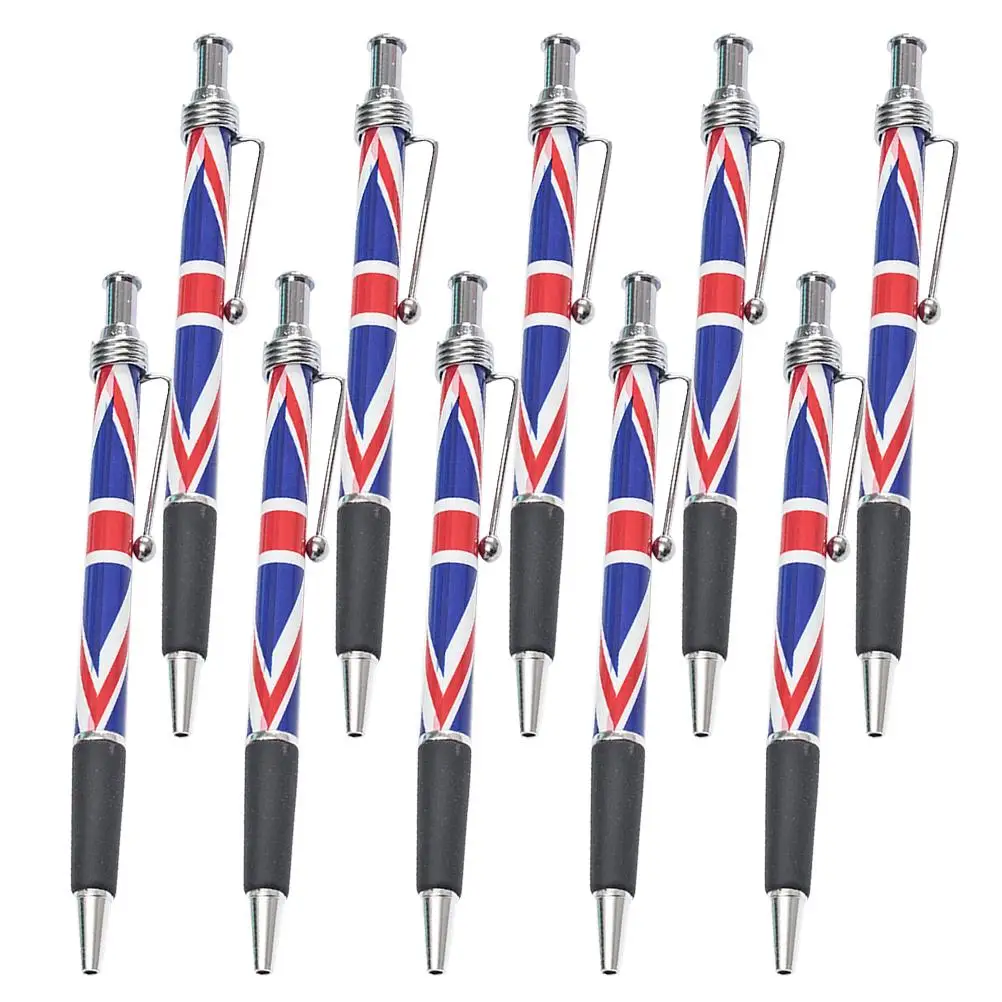 

10 Pcs British Flag Pattern Metal Ballpoint Pen Smooth Writing Comfortable Grip Office Use Patriotic Stationery Gel Pen Home