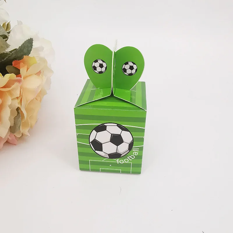 25/50Pcs Mini Green Football Field Candy Box Cartoon Kids Birthday Favor Gift Boxes Packaging Bag Baby Shower Party Decoration