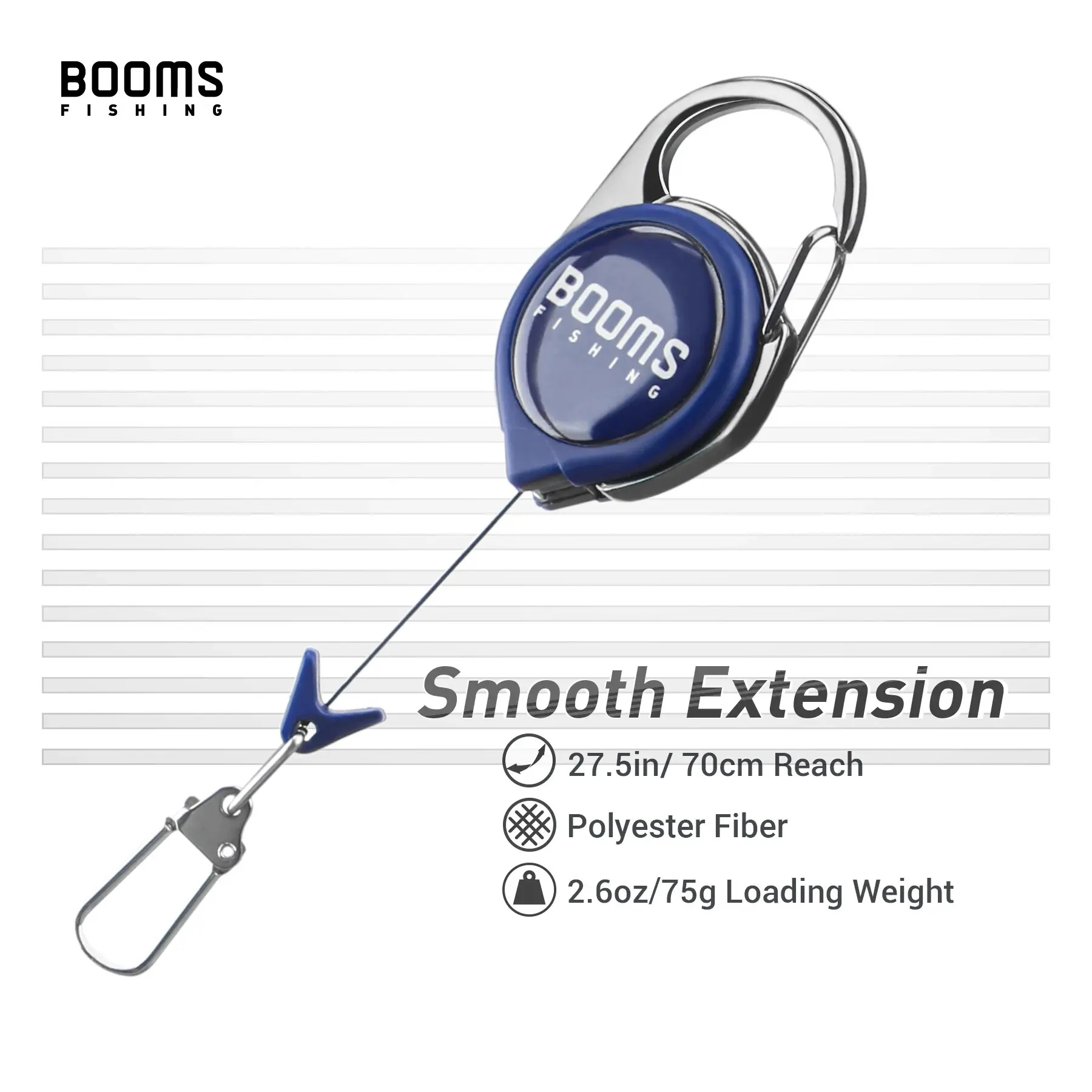 Booms Fishing RG1 Retractable Badge Holder Carabiner Lanyard Key Rope Chain Reel Badge Holder Fishing Tackle Boxes Accessorie – Detail 7