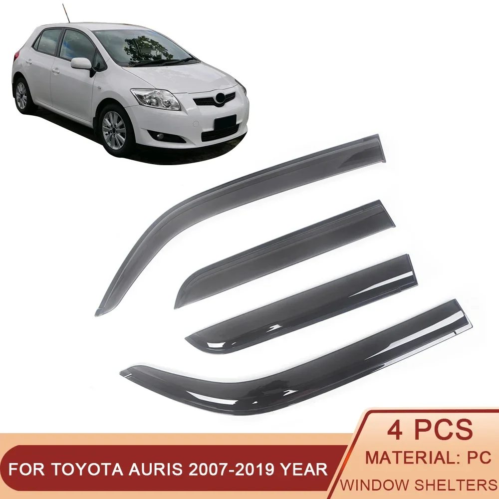 

For Toyota Auris E150 E180 2007-2019 Hatchback Black Tinted Car Side Window Visor Guard Vent Awnings Shelters Rain Ventvisor