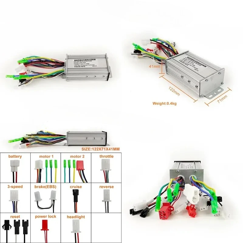 24V36V48V 350W dual drive brushless motor controller with electric trolley scooter bike reverse cruise 3 speed function