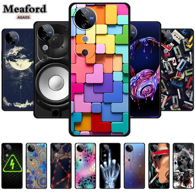 

Soft Cellphone Case For Vivo V 40 V40 Luxury Protector Soft Silicone Phone Cover for Vivo S19 S 19 Pro Cool Black Cases Para