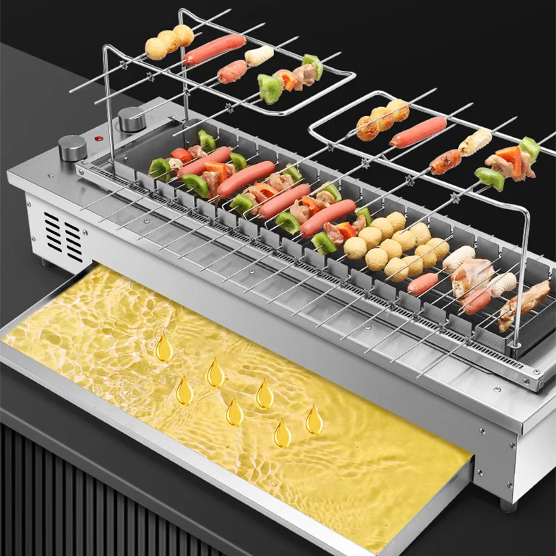 10 꼬치/16 꼬치 상업용 자동 회전 꼬치 기계 바베큐 그릴 무연 전기 도금 실내 전기 그릴