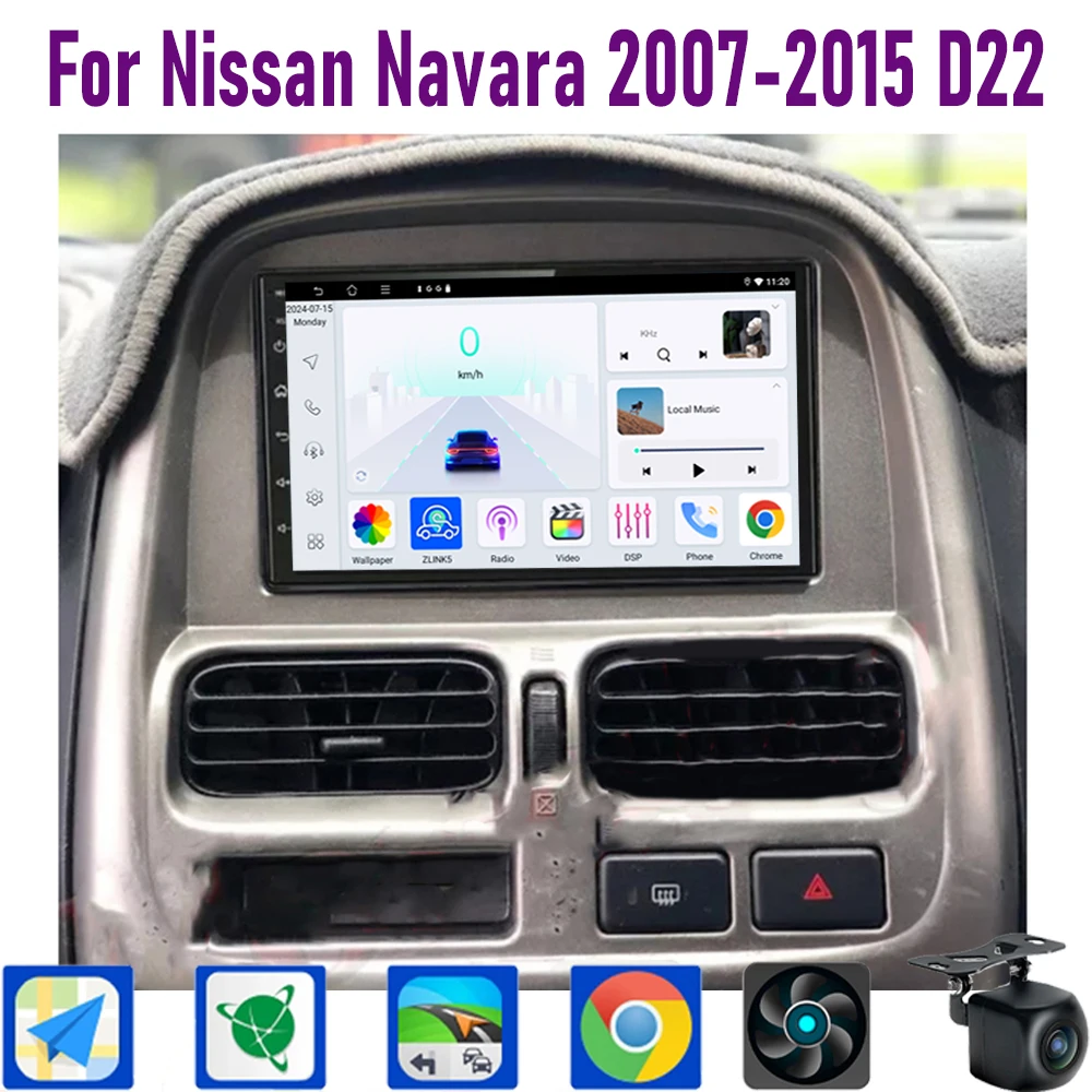 GPS 7 "4 + 64GB لنيسان نافارا 2007-2015 D22 راديو السيارة عجلة القيادة التحكم جوجل خريطة ستيريو واي فاي عكس صورة 2DIN BT #1