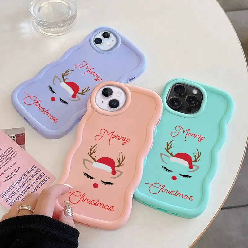 Funny Christmas Macalong Phone Case for iPhone XR 11 12 13 14 15 16 PRO MAX PLUS Soft Coque Wavy edged Shockproof Cover