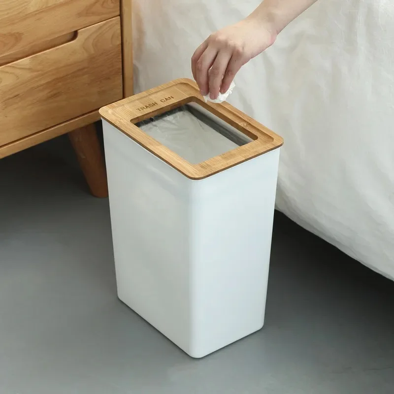 7.5/9L Trash Bin Dustbin Can High Quality PP Wood Waste Bin Home Office Trash Can Garbage Bin Dust Bin Plastic Storage Bucket