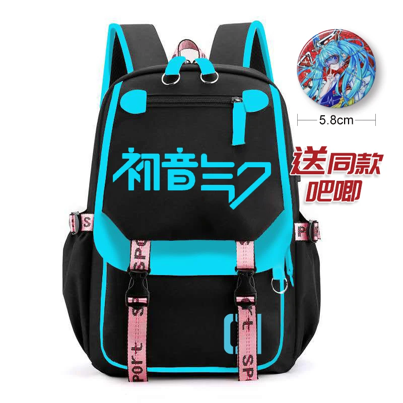Anime Backpack Students Schoolbags With Badge Shoulder Bag Laptop Travel Hiking Camping Rucksack Fashion Boy Girl
