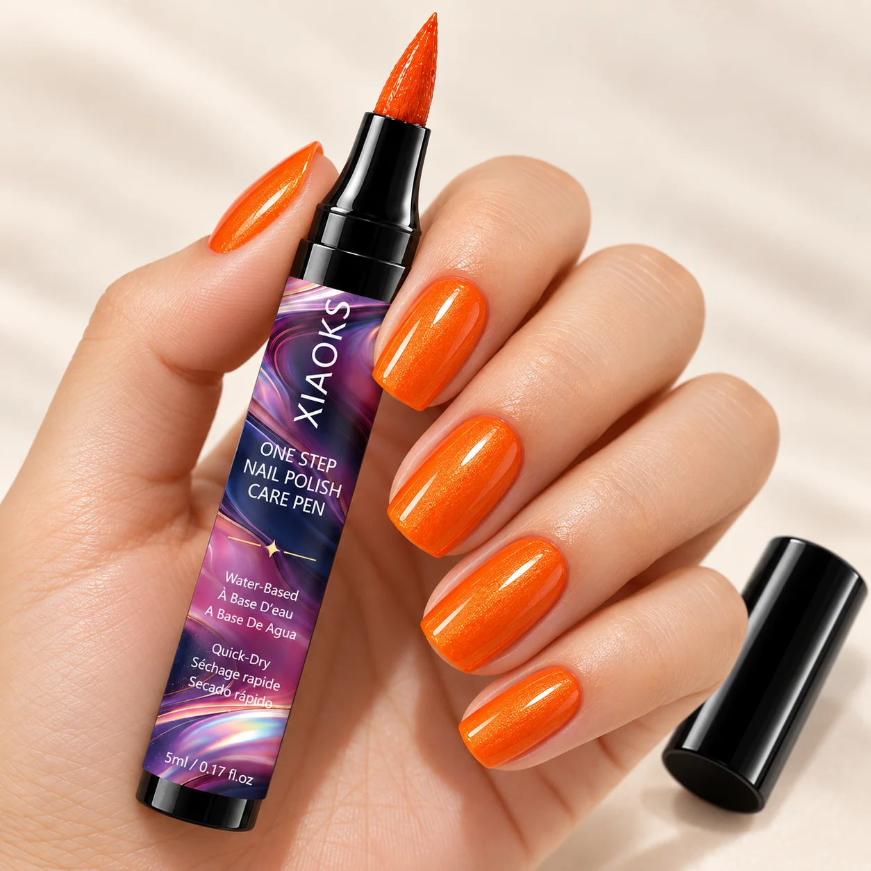 Xiaoks Pumpkin Orange One-Step Nail Art Pen, Fine Color-Pigmented Powder Imported from Greece, One-Step No-Bake Natural Air-Drying, Vibrant Pumpkin Orange Color Suitable for Various Skin Tones, Gentle Base Formula for Easy Application by Beginners, Resists Surface Scratches, Nail Surface Color Adheres Firmly, Edges Are Not Easily Stripped Off, Suitable for Home DIY Nail Art, Salon Nail Art, and Can Be Used in Various Occasions Such as Festivals, Commuting, and Dates, Also Makes a Great Gift Item.