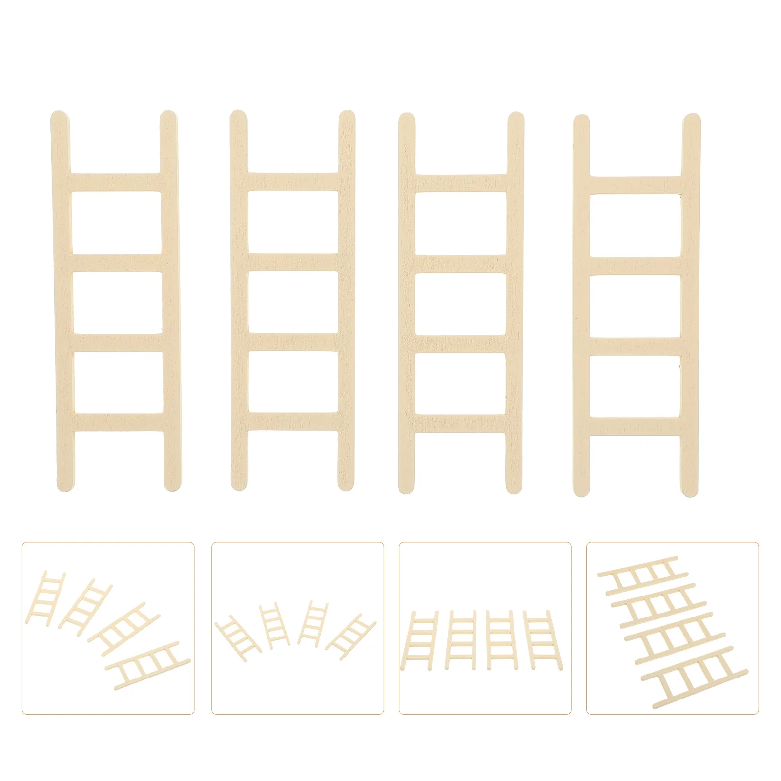 4 Pcs Mini Ladder House Decoration Accessory Accessories Supply Wood Adornment Imitation Wooden