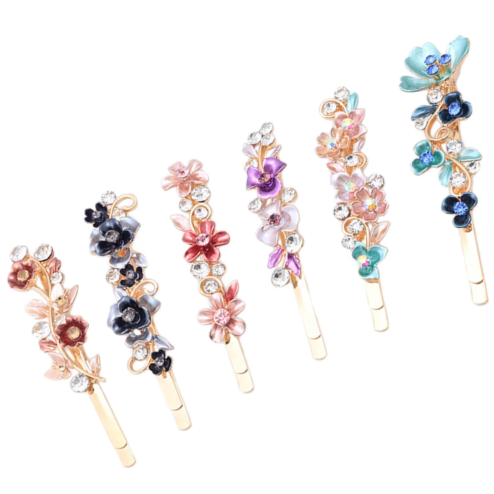 6 Pcs Rhinestone Hair Clip Accessories for Women Clips Rhinestones Flower Hairpin Pins Barrettes