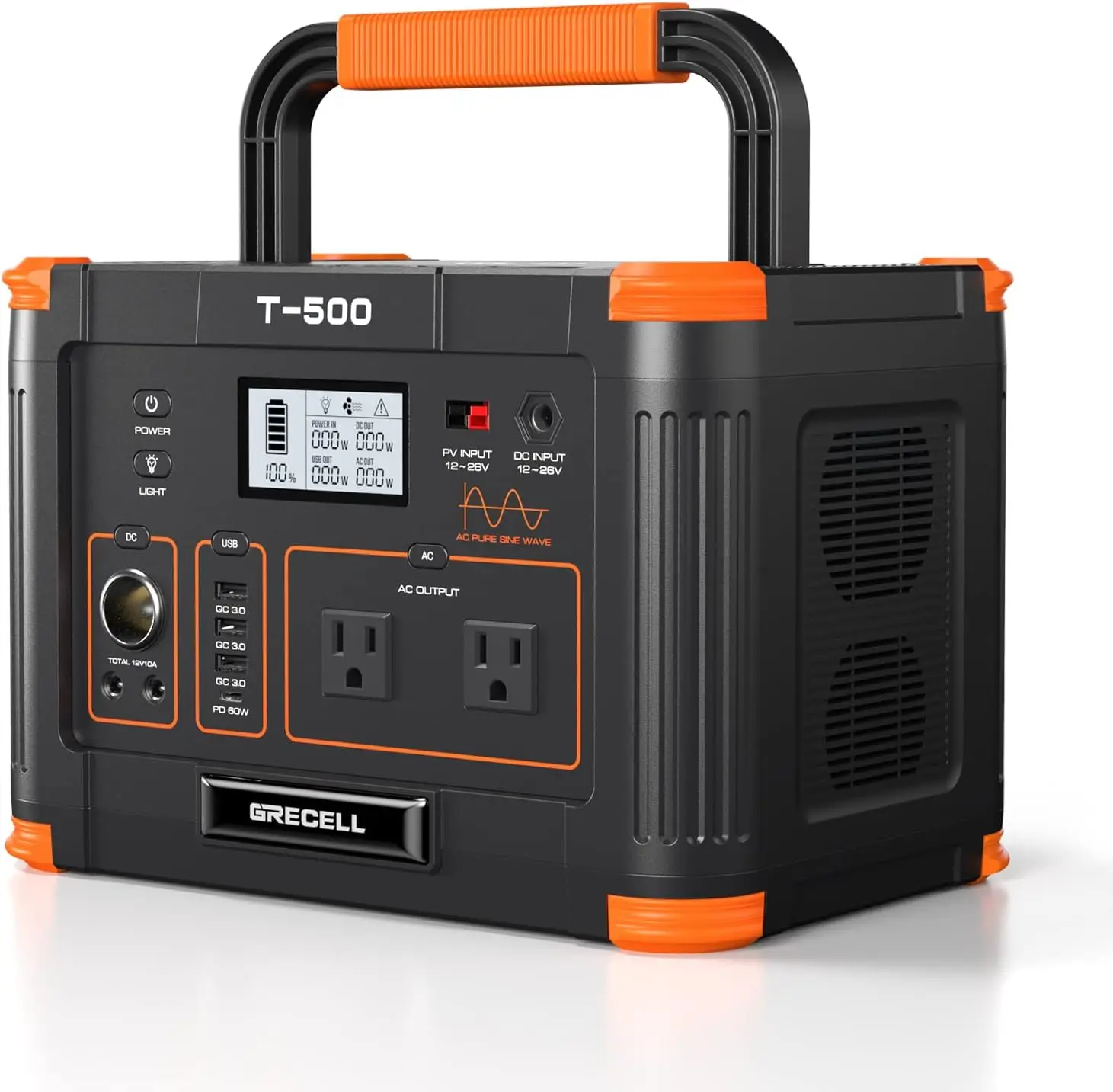 500W portable power station, 519Wh (peak 1000W) lithium battery generator, 2*110V AC socket