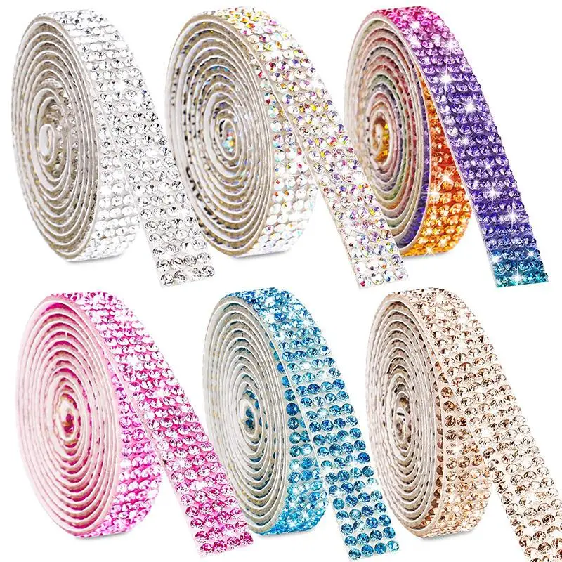 1 Roll Self Adhesive diamond strip Crystal Rhinestone Sticker DIY Glitter Rhinestone Strip Sheet Arts Craft Car Phone Decoration