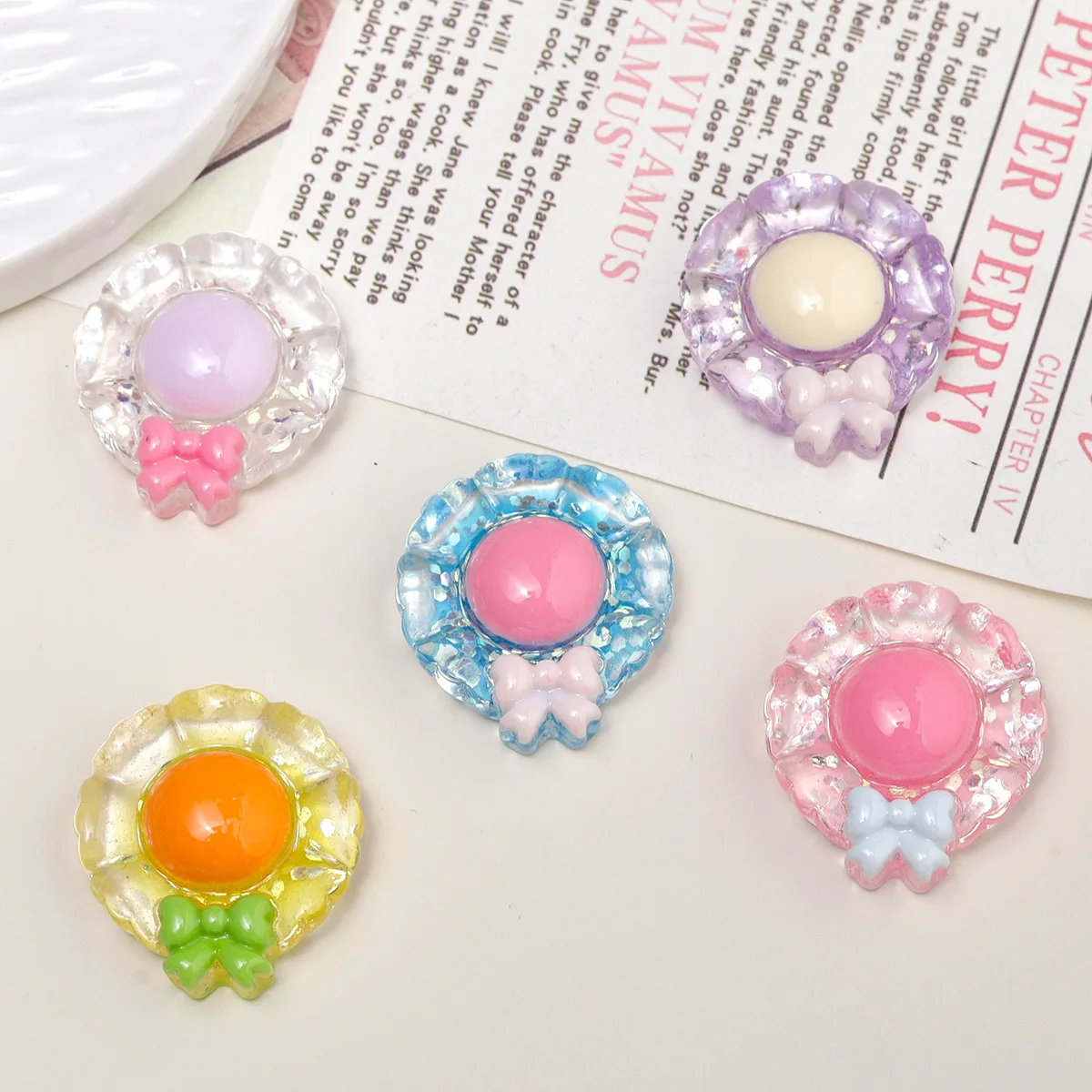 5 個ミニソ花漫画樹脂アクセサリー diy ジャンクケースチャーム手作りミニチュア材料ジュエリー工芸用品