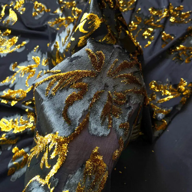 Sculpted Jacquard Velvet Designer Fabric with Premium Apparel Texture for Fashion Sample Sewing and Custom Clothing Projects