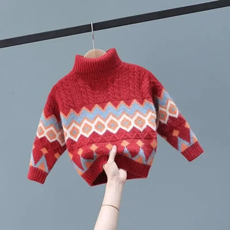 

Autumn and Winter Christmas Children's Sweater Toddler Baby Pullover Sweater Boys Baby Turtleneck Sweater