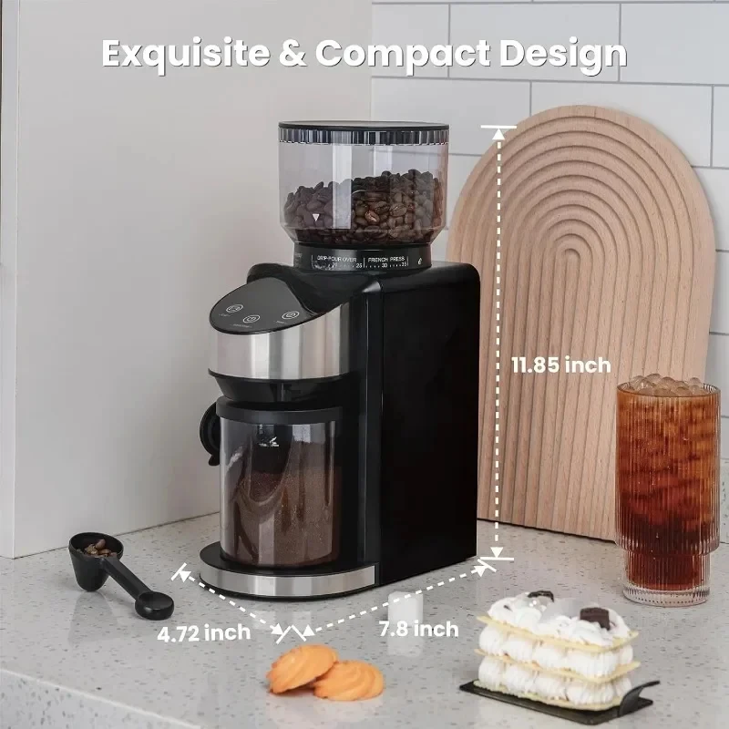 Burr Coffee Grinder Conical Burr Mill Grind Settings, Anti-Static, Coffee Grinder Electric coffee machine proffesional