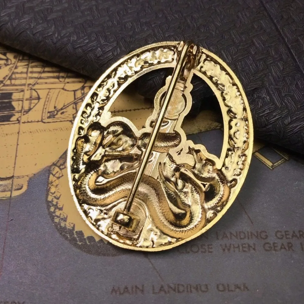 شارة ذهبية ألمانية ميدالية بروسية سميكة دبوس الديكور الحرف العسكرية جمع الحرف #4