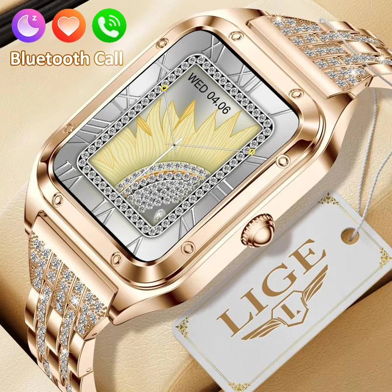 

LIGE 2026 Smart Watch Women Sport Fitnes AI Voice Full Touch Bracelet Bluetooth Call Waterproof Watches Fashion Woman Smartwatch