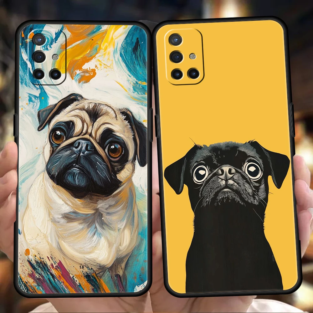 Чехол для телефона OnePlus 13 12 11 10 9 Pro 9T 13R 12R 10R 9R 9RT 10T 8T 8 Nord 2T CE 2 3 5G N200 N30 Мягкий чехол Черный Мопс крупным планом