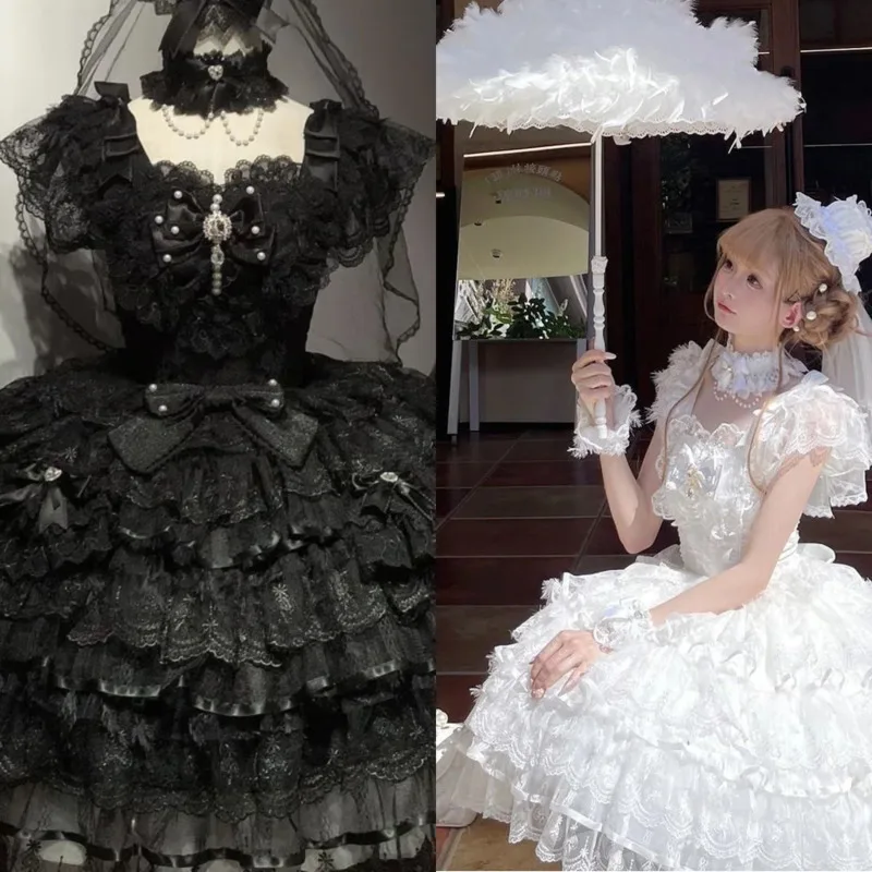 

JSK Lolita Dresses Y2K Sweet Bridal Strap Dresses Cute Autumn Winter JK Lolita Outfit Kawaii Fun Flower Bride A-Line Dresses New