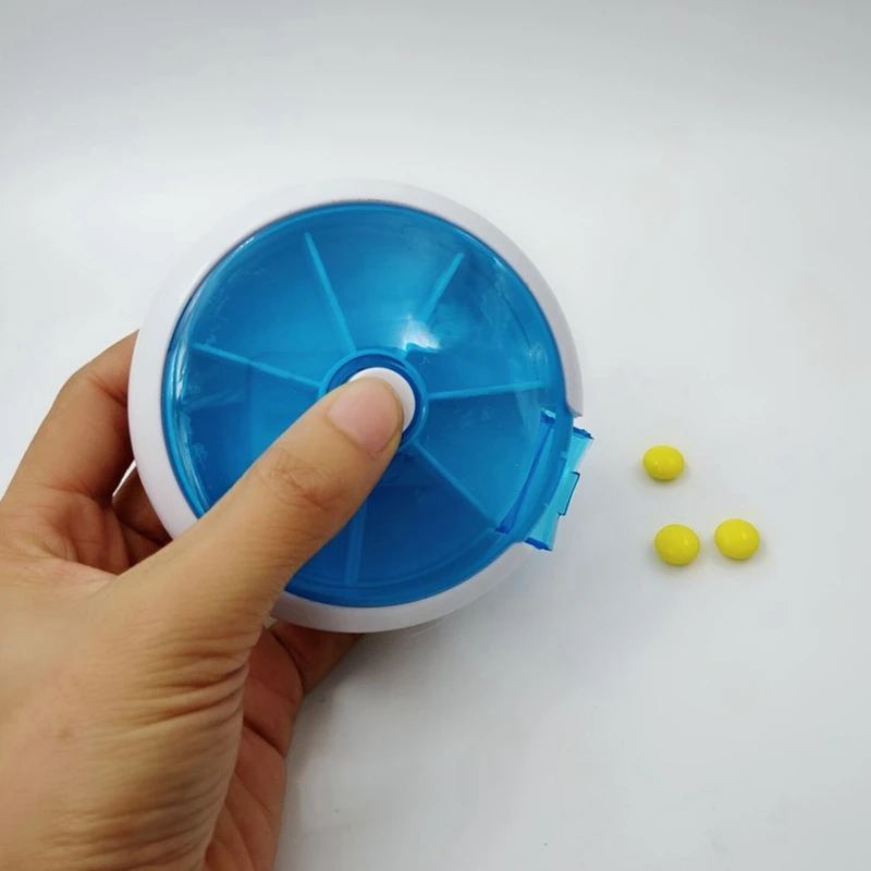 Hot SV-Pill Box, 7 Day Pill Dispenser, Round Pill Box, Mini 7 Day Circular Shape Rotary Style Pill Cases