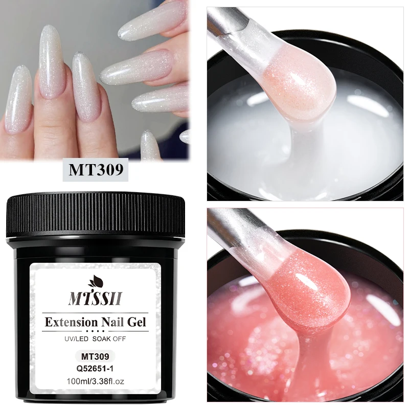 100ml Large Capacity Glitter Extension Gel Nail Polish White Pink Soak Off Acrylic Builder UV Gel Varnish For Finger Extend Nail