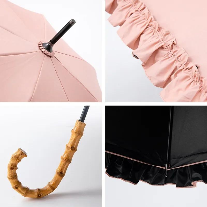 Lace Sun Umbrella Anti-UV Protection Thickened Black Glue Sun Rain Dual Use Sunshade Portable Umbrella Princess Female Parasol