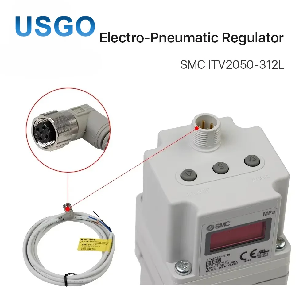 USGO Original ITV2030-312L Electro-Pneumatic Regulator Proportional Valve for Fiber Laser Metal Cutting Machine Gas Control
