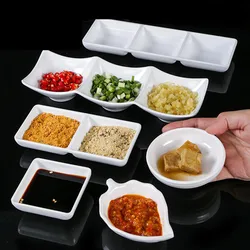 White Melamine Seasoning Dish Thick Multi-grid Saucer Dipping Chili Sushi Hot pot Dishes For kitchen Cooking Storage Plate