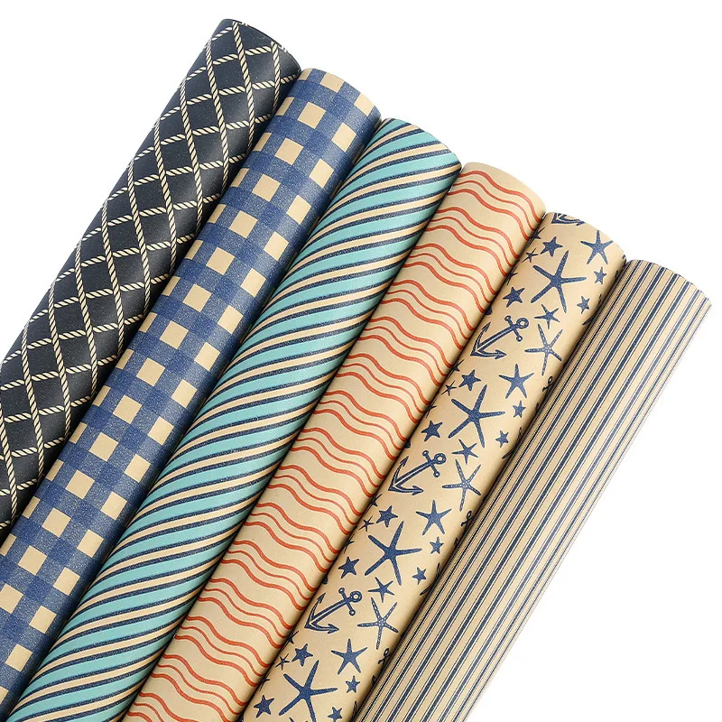 6 Pcs Simple Geometry Style Wrapping Paper Sheets Roll Packaging for Wedding Kids Holiday Gift Wrap Craft Paper Decor Gifts