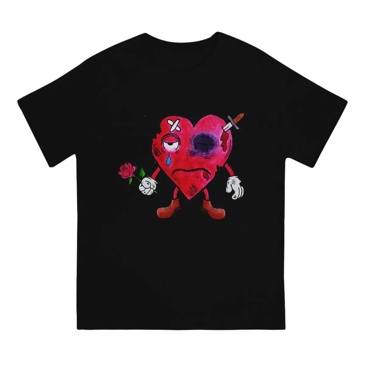 Broken Harajuku Polyester TShirt Wounded Heart Style Streetwear Leisure T Shirt Men Short Sleeve